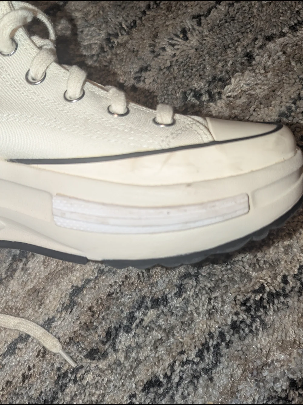 High-Top Platform Canvas Sneakers in Cream